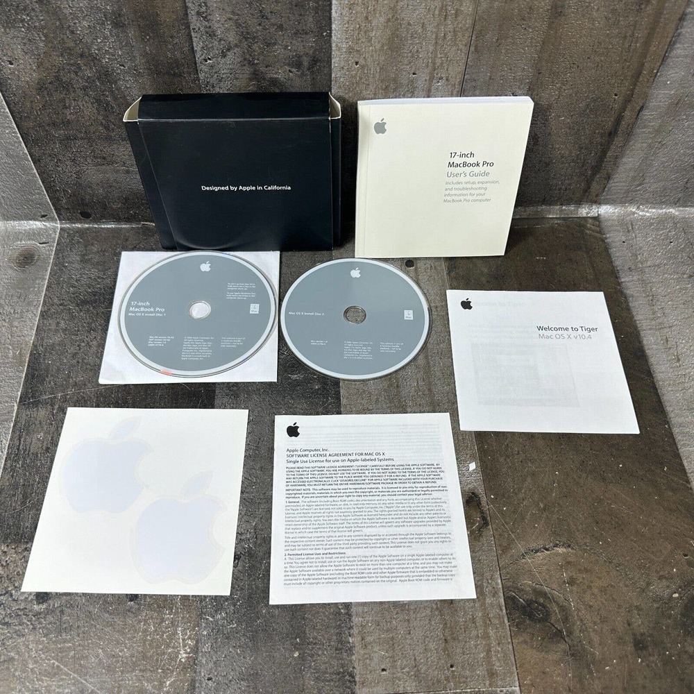 2006 VTG Apple MacBook OS X 10.4.6 Tiger Install discs Manual